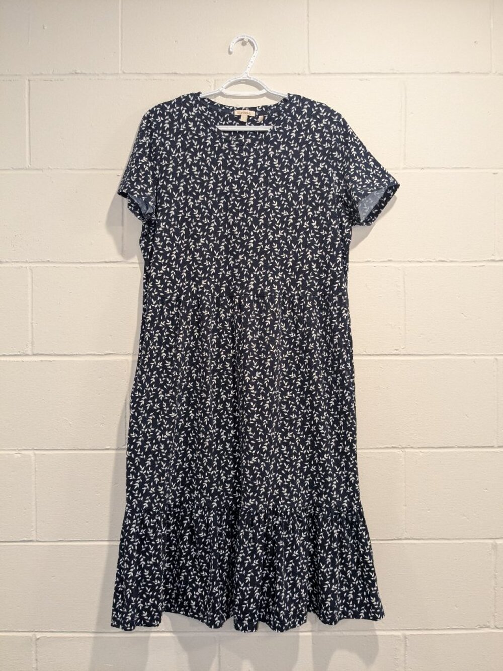 Barbour Seaholly Dress Womens US 10 UK 14 Blue Floral Tiered Cottagecore Coastal